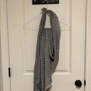 Striped Gray and Navy Scarf